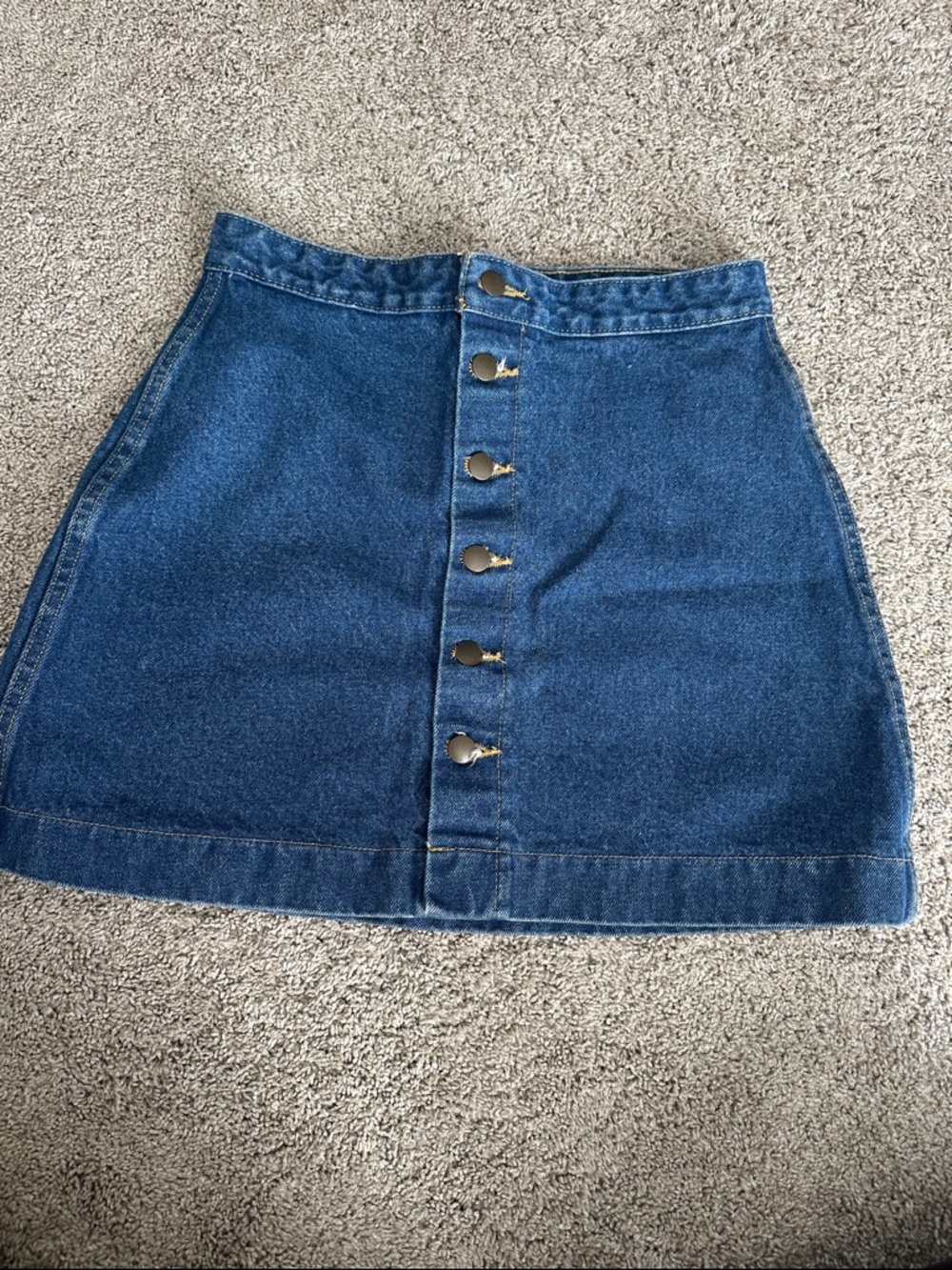 American Apparel Dark Blue Button-Front Denim A-Line Mini Skirt
